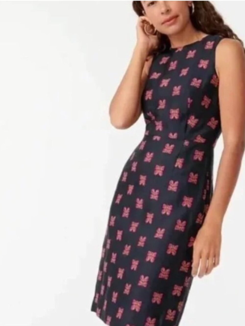 J. Crew Navy Butterfly Jacquard Sleeveless Sheath Dress - 10